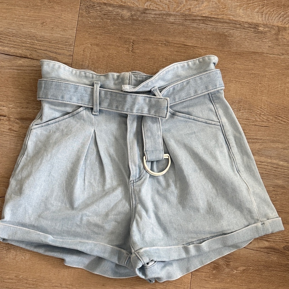 PAIGE High Waist Light Blue Denim Shorts